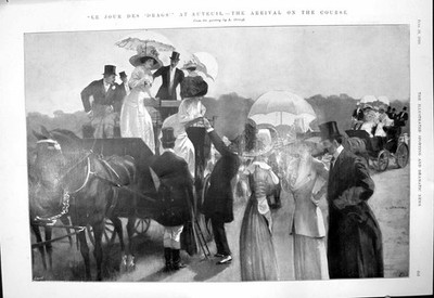 Old Antique Print Le Jour Des Drags Auteuil Arrival On Course L Strim1910 20th