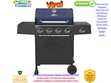 Expert Grill 4 Burner with Side Burner Propane Gas Grill in Blue