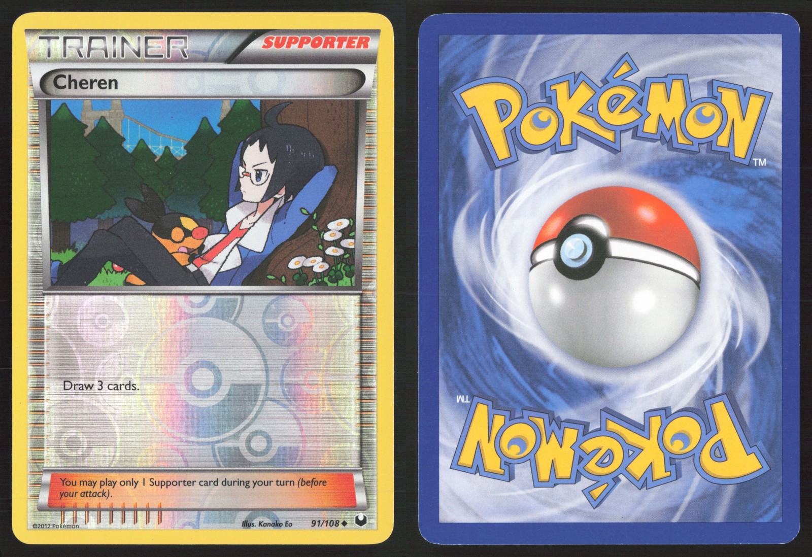 Pokemon TCG | Cheren 91/108 | Dark Explorers Uncommon Reverse Holo | LP