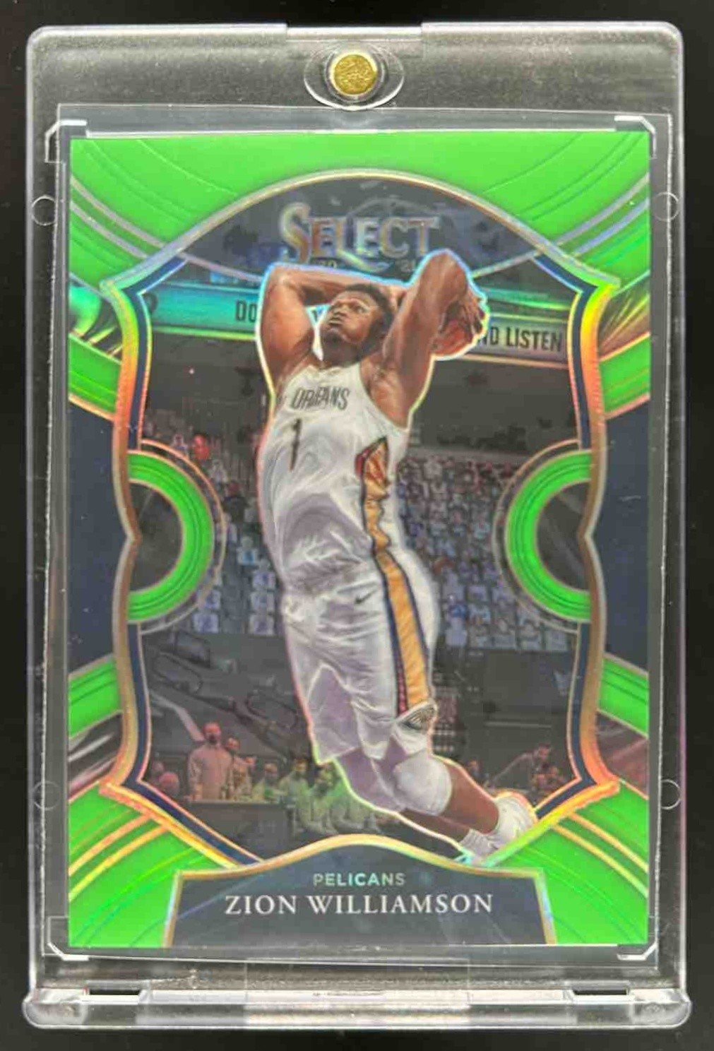 2020-21 Select Zion Williamson Neon Green Prizms Concourse #/75 Pelicans