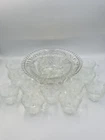 VTG Anchor Hocking Punch Bowl Clear Glass Arlington Pattern 10Cups