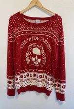 The Big Lebowski The Dude Abides Movie Ugly Christmas Sweater Large