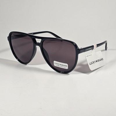 Lucky Brand LB59023 B S Turbo Aviator Sunglasses Black Frame Gray Brown Lens