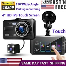 1080P Car Dual Lens Dash Cam 4" DVR Recorder Front  Rear Camera Night Vision