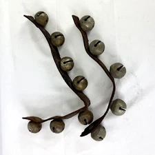 12 Antique Jingle Bells Vermont Farm Horse Sleigh Christmas on Leather Straps