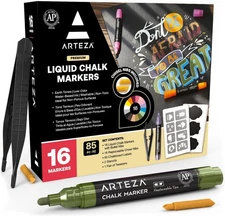 ARTEZA Pastel Liquid Chalk Markers, Set of 16, 1 Count (Pack 16), 