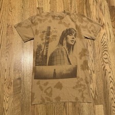 Taylor Swift Folklore Album Brown Dyed T Shirt Size XS Short Sleeve