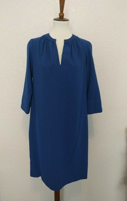 M&S Marks Spencer Non-Iron SmartWorks Crepe Shift Dress Rich Blue Size US 8