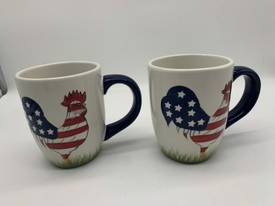 La Dolce Vita Ceramic 16oz Patriotic Rooster Coffee Mug For 2 AA01B27029