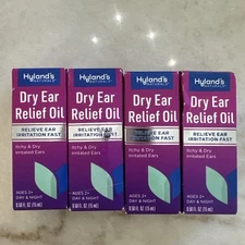 Hyland's Dry Ear Relief Oil, Ages 2+, 0.5 fl oz (15 ml) Irritated Ears 4PK New