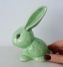 Sylvac Green Snub Nose Bunny Rabbit, Vintage Easter, 14.5cm High, VGC
