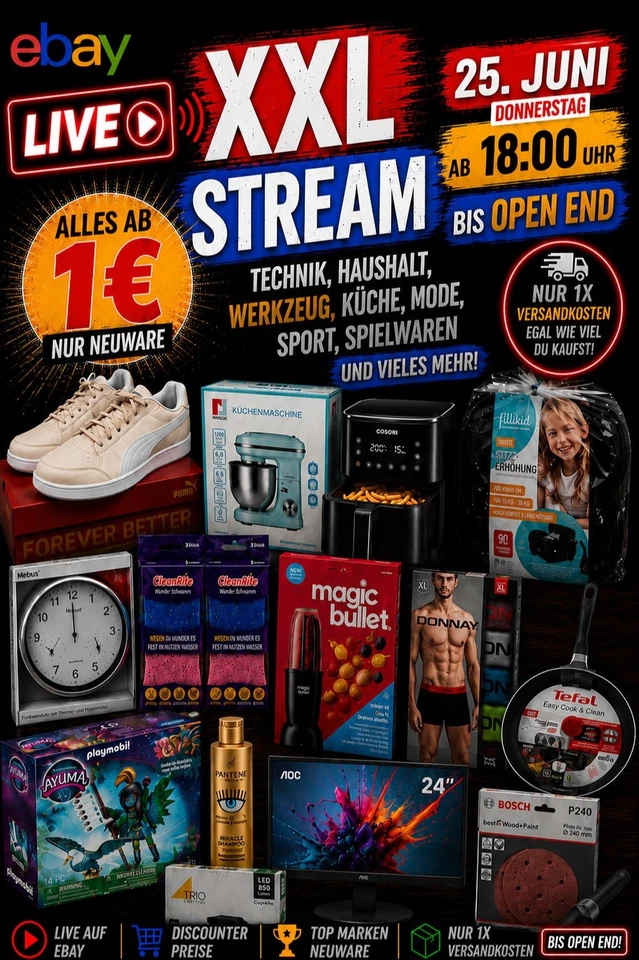 XXL Discounter Baumarkt Restposten Stream 18 Uhr -Open End 25. Juni