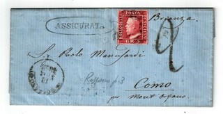 Old Italy Sicily: No. 4 on Impeccable Cover 1862 to Como