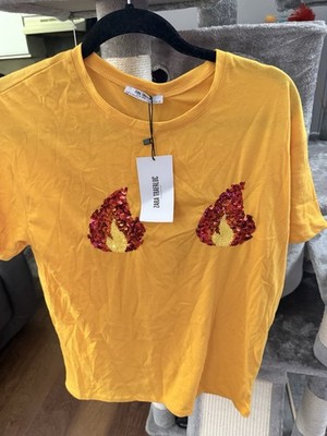 Zara Mustard Yellow Sequined Top
