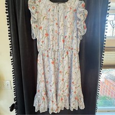 Banana Republic Floral Ruffle Sleeve Dress Size 14 Flowy Spring Summer NWT