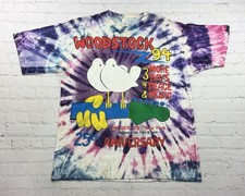 RARE Vintage Woodstock 94 Tie Dye T-Shirt Tee 25th Anniversary Concert Lineup