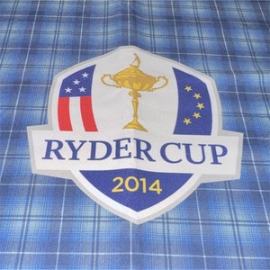 Ryder Cup Blue/White Plaid Golfbag Towel w/ Clip Embroidered Logo fromGleneagles
