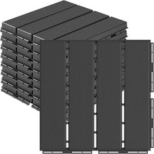 Plastic Interlocking Deck Tiles 9 Pack 12"x12" Waterproof Outdoor Flooring...