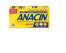 Anacin Fast Pain Relief Pain Reducer Aspirin 100 Tablets