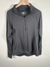 Avia Women's L (12-14) Gray 1/4 Zip Pullover Mock Neck Long Sleeve Active Top
