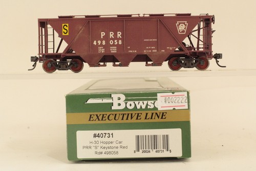 Tolva cubierta de tres bahías Bowser escala HO Pennsylvania PRR #498058 desgastada | Condition: Used