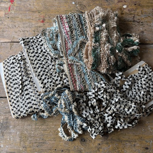Antique 1800s 1900s Trim Lot Embellishments As Is Colorful Woven