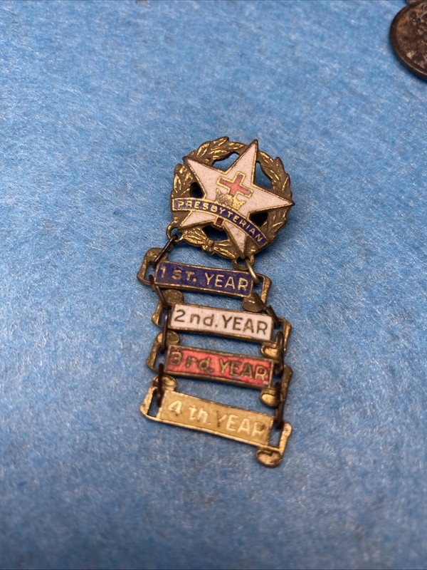 Vintage Presbyterian Star~Cross~Crown Sunday School?? Religious Metal Pin