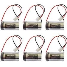 6 Pack CR123A 3V Battery 1400mAh Non-rechargeable Battery with White Plug