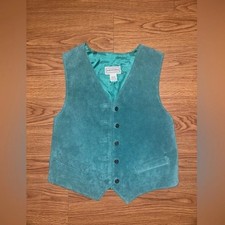 Vintage 1980s Arizona Jean CompanySuede Leather Vest Turquoise SizeMedium