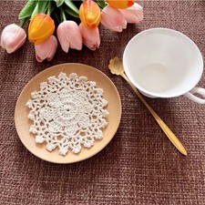 4Pcs/Lot Vintage Hand Crochet Lace Doilies Small Coasters Round Cup Mats 4.7"