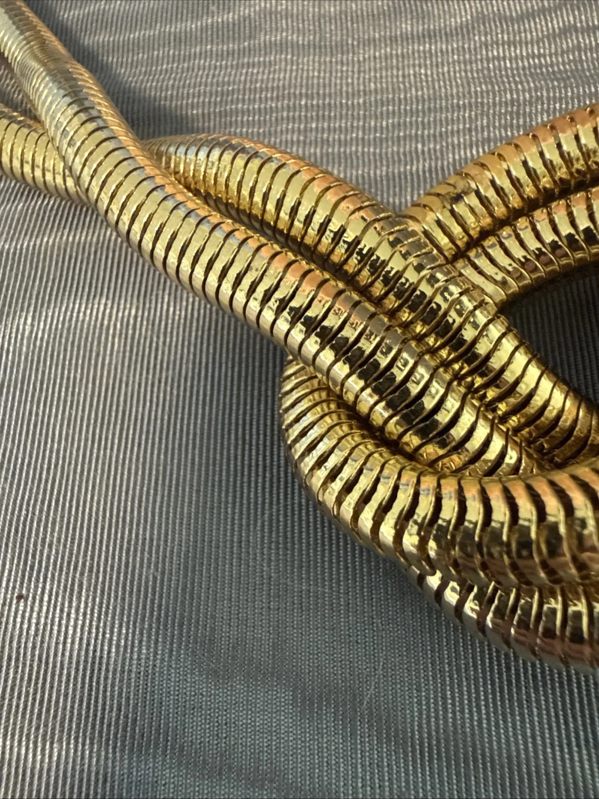 Vintage HSN Bellezza Signed Necklace Double Snake Chain Knotted Design 18k GP image 5
