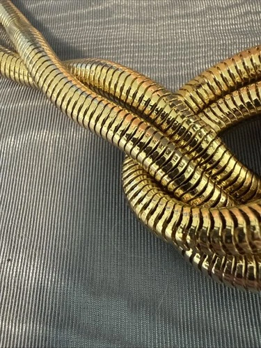 Vintage HSN Bellezza Signed Necklace Double Snake Chain Knotted Design 18k GP image 5