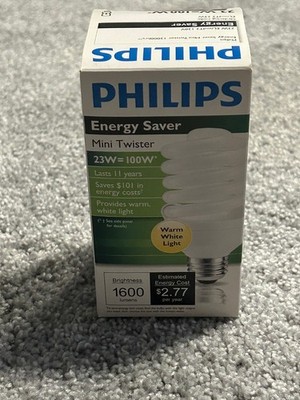 Philips Soft White Mini Twister 23w / 100w Energy Saver (6 Bulbs per box)