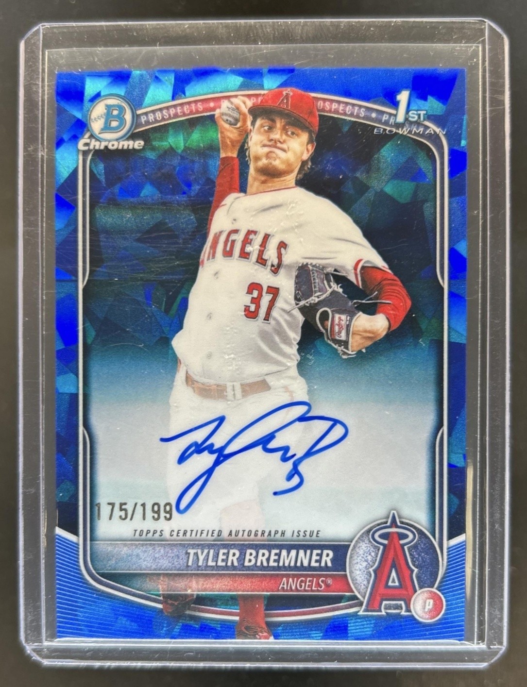 2025 Bowman Draft Sapphire Tyler Bremner Chrome Auto 1st Prospect #/199 Angels