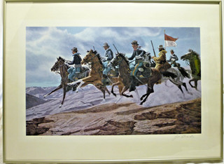 Franklin Mint " Joe Ruiz Grandee " Pursuit and Attack Bild hinter Glas c 1974