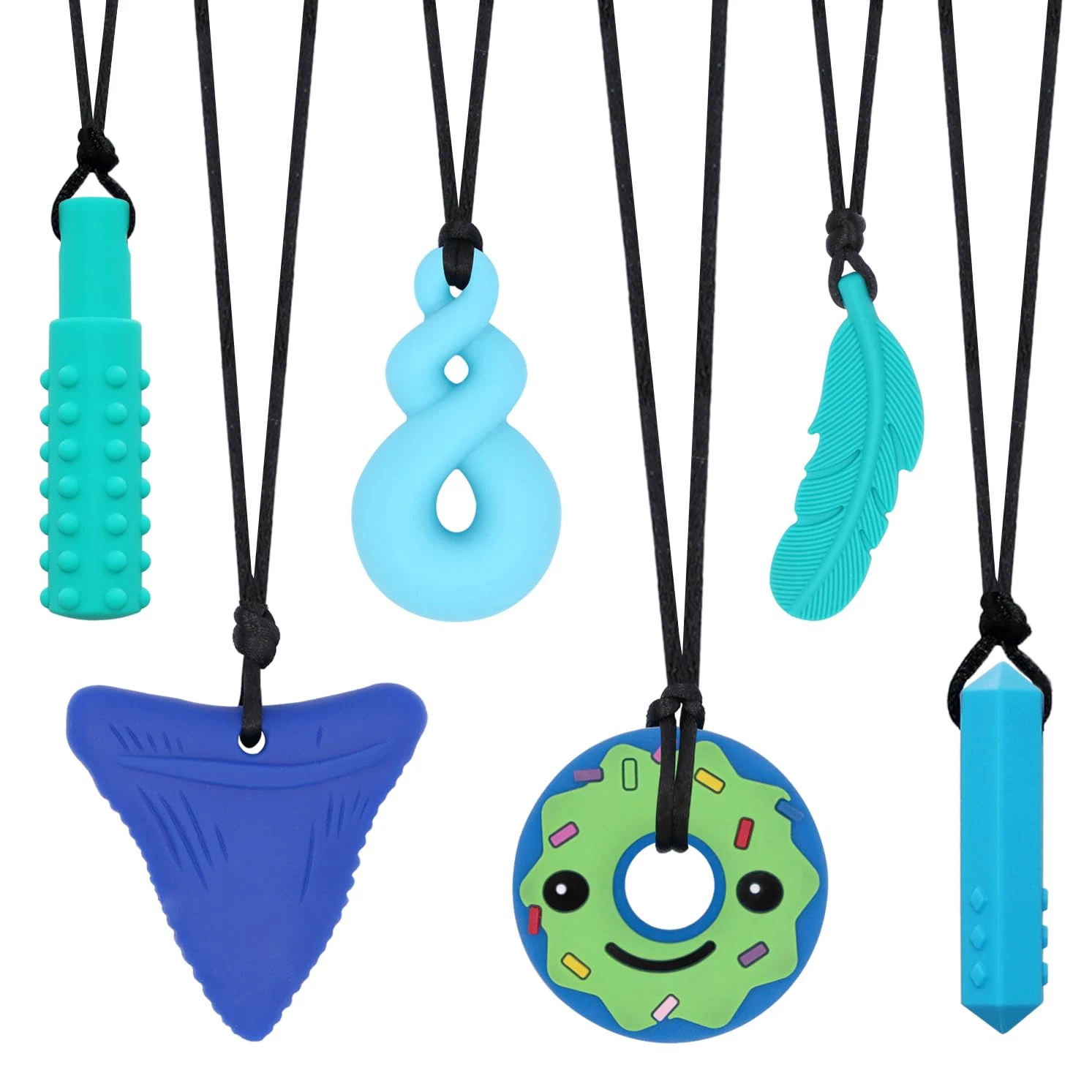 Hoaisun Chew Necklaces for Sensory Kids, 6 Pack Chewy Necklace Sensory for Kids