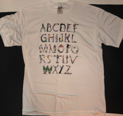 Vtg 1988 Original Graphic T-shirt Doug Keith Alphabet Dali Escher Mon￼￼￼￼et