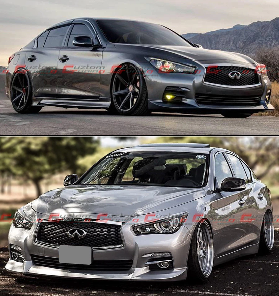 FOR 2014-17 INFINITI Q50 BASE PREMIUM JDM NIS STYLE FRONT BUMPER LIP-UNPAINTED  - Image 4 of 4