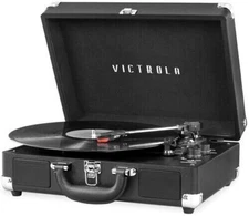 WB  Victrola VSC-550BT-BLK Bluetooth Wireless Suitcase Turntable 3 Speed (Black)
