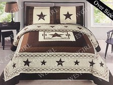 Horse Shoe Pistol Gun Star Western Quilt Bedspread Comforter 3 Pcs Oversize Set