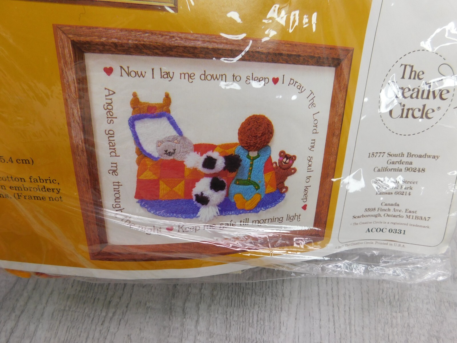 The Creative Circle Needlepoint #0538 Sleepy Time Prayer Embroidery Craft Art