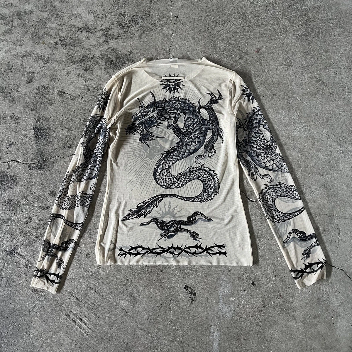 Jean Paul Gaultier SS96 SAFE SEX FOREVER MESH LONG SLEEVE TOP