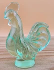Vintage Fenton Green Glass Rooster Figurine