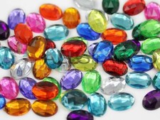 14x10mm Flat Back Oval Acrylic Rhinestones Plastic Costume Gem Craft 45 Pcs