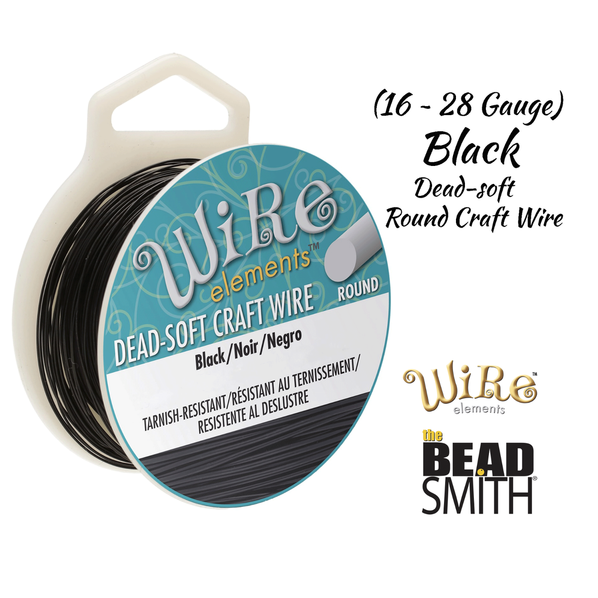 BeadSmith Craft Wire Black 18, 20, 22, 24, 26, 28 Gauge Wire Elements