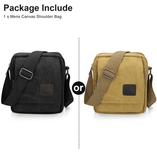 Men's Canvas Crossbody Bag Messenger Shoulder Sling Pack School Satchel