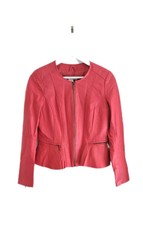 Genuine Leather Jacket Fitted Short Peach Pink Peplum Size Uk 12 La Redoute