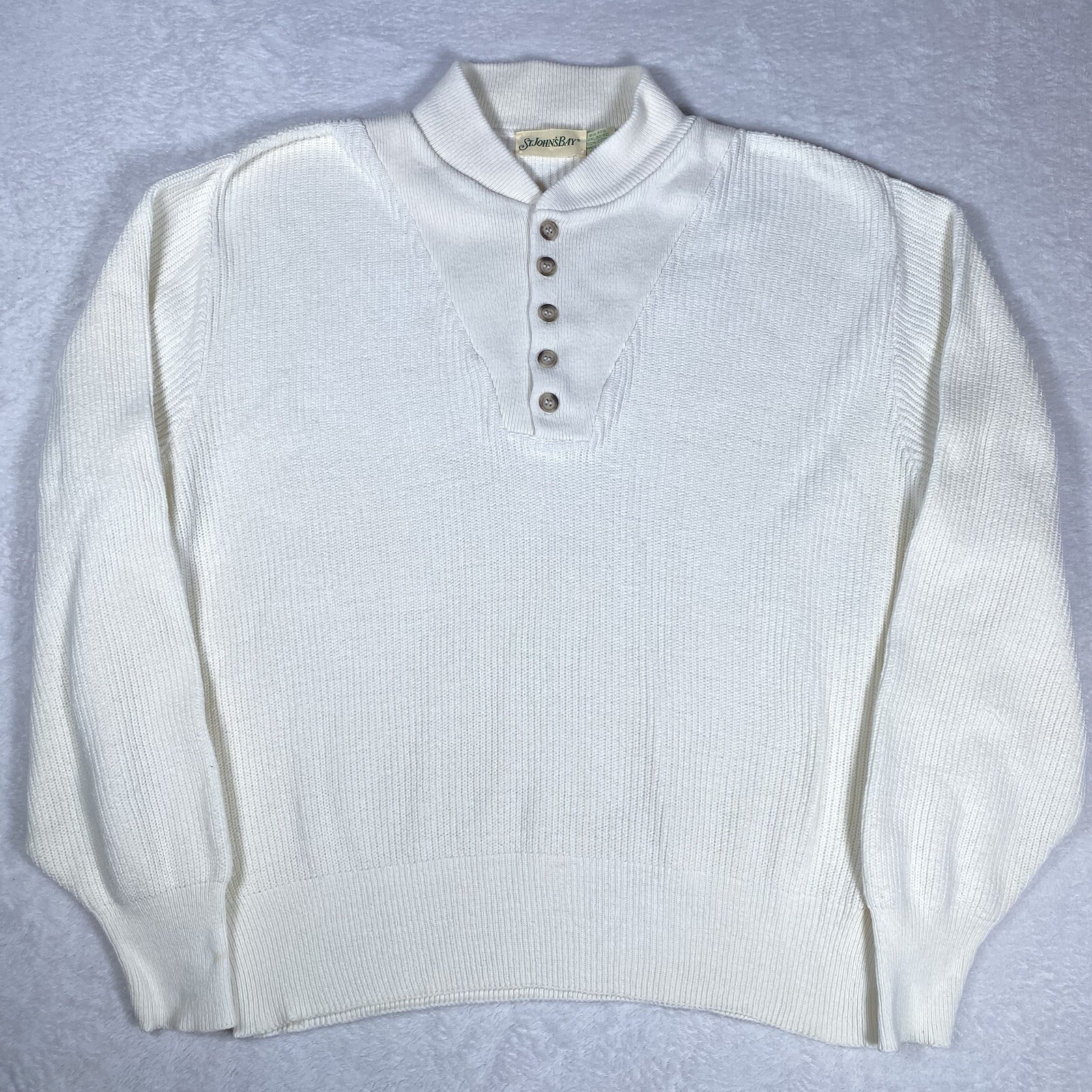 Vintage St Johns Bay Men’s Long Sleeve Henley Swe… - image 2