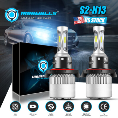 2X H13 9008 LED Headlight Super Bright Bulbs Kit 300000LM White Hi-Lo Beam 6500K