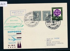 10613) LH So-LP Stuttgart-Frankfurt-Cologne 20.8.59, So-Kte with Vignette
